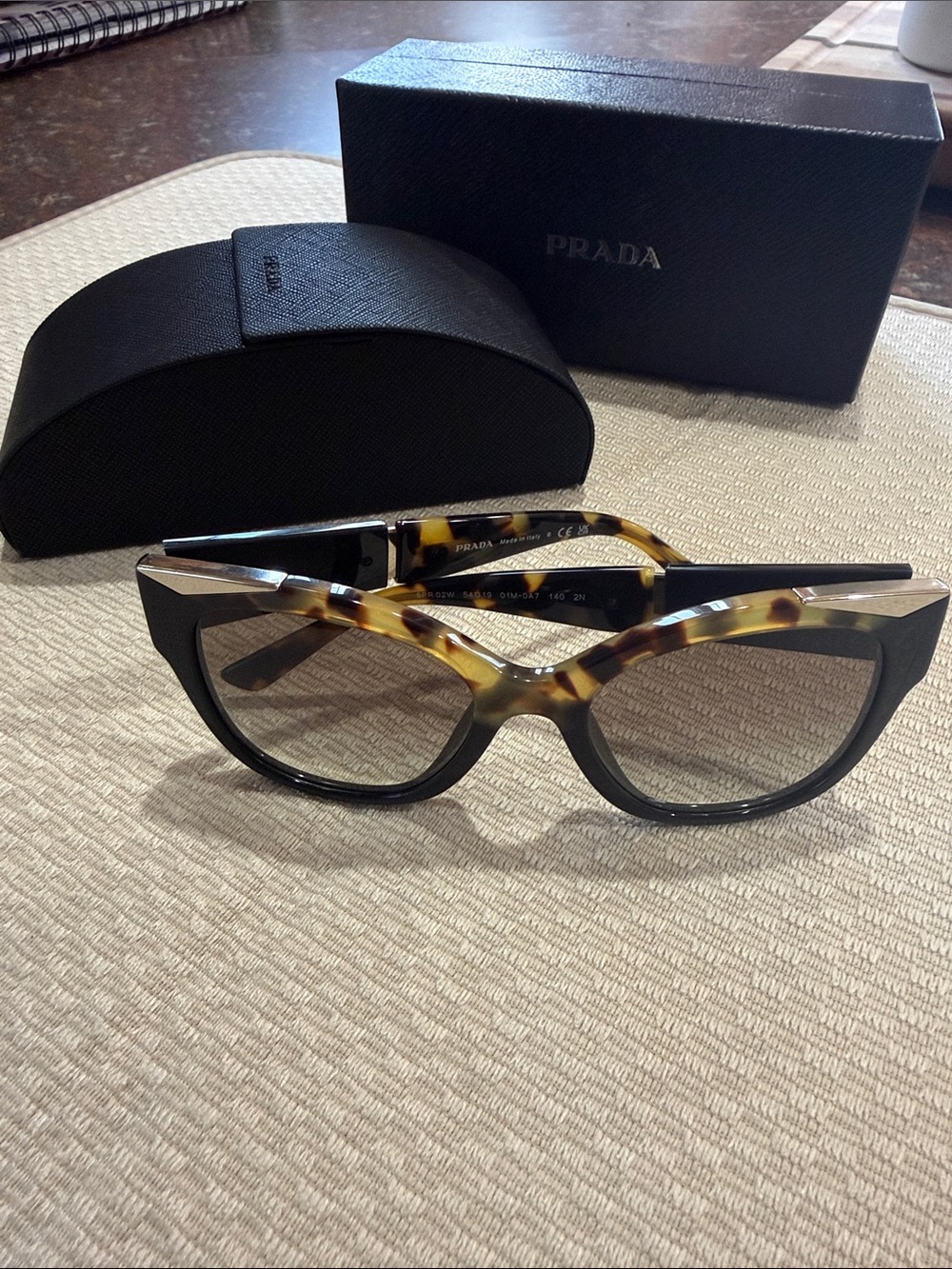Prada Black and Tortoiseshell Oversized Square Sunglasses
